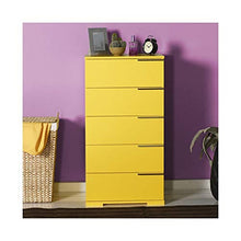 we point Cassettiera 5 Cassetti Maniglie Laterale Colore Giallo 55x43xh.107 Cm