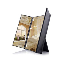 ZWH-Specchio per Il Trucco Tri-Fold Pieghevole Cosmetici Luci Specchio for Il Trucco Portatile Compatto da Viaggio Pocket Specchi Specchi con LED