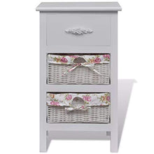 FAMIROSA Armadio con 1 Cassetto e 2 Cestini Bianco in Legno di Paulownia