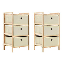 FAMIROSA Armadietti 2 pz con 6 Cesti in Tessuto e Legno di Cedro Beige