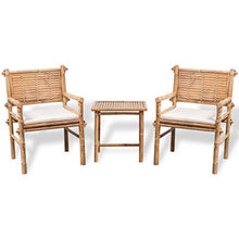 vidaXL Set 5 pz Mobili da Giardino Patio Tavolo e 2 Sedie in bambù con Cuscini