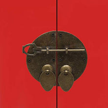 FAMIROSA Comodino Rosso 38x28x52 cm in Legno di Paulownia
