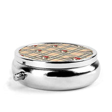 Scatola rotonda per medicina portatile, mini pillole in metallo, dispenser per pillole tascabili, borsa da viaggio, regalo per feste, Biewer, Yorkie Plaid
