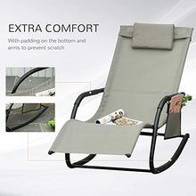 Sdraio Dondolo da Giardino 62x88x165 cm in Metallo e Tessuto Grigio