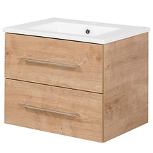 Fackelmann - Set mobili da bagno B.Perfect, 3 pezzi, con mobiletto sottolavello, con lavabo in ceramica da appendere, 60 cm e armadietto a specchio a LED