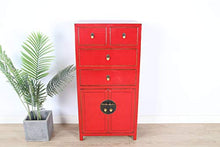 Yajutang Credenza cinese con 4 cassetti, 2 ante, colore: rosso