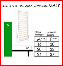 Letto a Scomparsa Ribaltabile Salvaspazio - Universale a Muro - Modello Maly 80cm