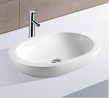 warenplus2014 Lavabo in ceramica, piccolo, ovale, bianco, montaggio a parete, in ceramica, 59 cm