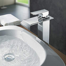 HOMELODY Rubinetto Bagno Cascata Miscelatore Lavabo Monocomando in Ottone Miscelatore Lavabo Alto Acqua Calda e Fredda，Cromato