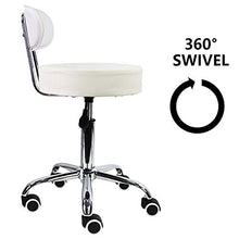 KKTONER Sgabello Girevole in Pelle PU con Schienale Regolabile in Altezza Computer per Ufficio Colore Bianco