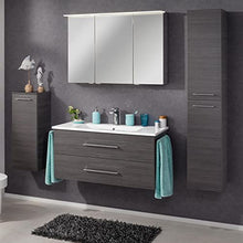 FACKELMANN B.Perfekt - Set di mobili da bagno con lavabo in ceramica, 100 cm e armadietto a specchio a LED