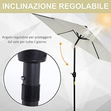 Outsunny Ombrellone da Giardino Inclinabile Spiaggia in Alluminio e Poliestere Bianco Crema Φ2.7×2.35m