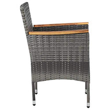 FAMIROSA Set Mobili da Pranzo da Giardino 3 pz Grigio Polyrattan Acacia-8317