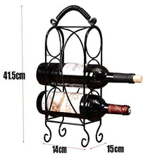 PZW Scaffale da Vino in Metallo Semplice e Creativo con 3 Ripiani da Appoggio Nero per Ripiani e Ripiani