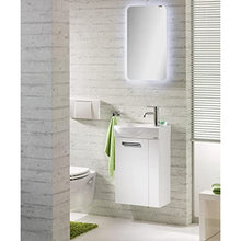 Fackelmann – Set di mobili da Bagno Como Ospiti WC 3 Pezzi 45 cm Bianco con mobiletto da Bagno & Ceramica Bacino & LED Specchio Element