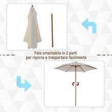 Outsunny Ombrellone in Legno da Esterno Giardino 2.5X2.3M Crema