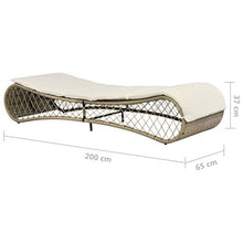 FAMIROSA Lettino Prendisole con Cuscino in Polyrattan Grigio-4700