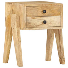 FAMIROSA Comodino 40x35x50 cm in Legno Massello di Mango（Marrone