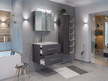 Set di mobili da bagno Firenze 70 (4 parti/C) antracite e armadio a specchio