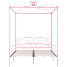 SKM Letto a Baldacchino Rosa in Metallo 160x200 cm