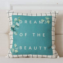 XMZFQ Set di 2 Fodere per Cuscino in Lino di Cotone, 45 * 45 cm, Motivo a Foglia Verde, Fodere per Cuscini Decorativi Quadrati per Divano da Ufficio,H