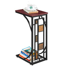 Yaheetech Tavolino Basso Lato Divano Salotto da caffè Moderno Forma L in Metallo e Legno MDF