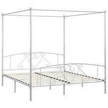SKM Letto a Baldacchino Bianco in Metallo 200x200 cm