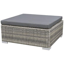 SKM Set Divani da Giardino 10 pz con Cuscini in Polyrattan Grigio