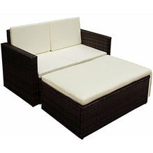 vidaXL Divano e Poggiapiedi da Giardino 7X Poli Rattan Marrone Sofà e Sgabello