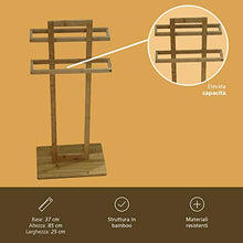 REPLOOD Porta Asciugamani da Terra In Legno Bamboo Con 2 Barre Per Bagno 37x25x85cm