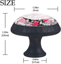 Red Rose Flower Pattern Spider Net Grey Pomelli per Porta Set di 4 Pomelli per Mobili Manopole per Cassetti Cucina Armadio Vetro
