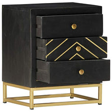 Tidyard Comodino Classico con 3 Cassetti in Legno Massello di Mango Nero 40x30x50 cm,Comodino Camera da Letto,Comodino Cameretta in Legno,Comodino Classico,Comodino con Cassetti,Comodino Rustico