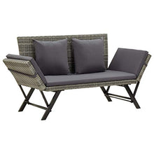 FAMIROSA Panchina da Giardino con Cuscini 176 cm in Polyrattan Grigio