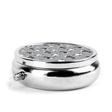 Scatola rotonda per medicina portatile, mini pillole in metallo, dispenser per pillole tascabili, borsa da viaggio, regalo per il pastore australiano blu merle cane semplice grigio