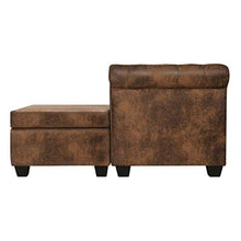 Festnigh Divano Chesterfield Moderno Angolare a L in Pelle Artificiale Marrone/Nero/Bianco