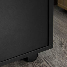 homcom Cassettiera Portadocumenti da Ufficio in Legno Nero con 2 Cassetti, 4 Ruote Ominidirezionali, 40 x 35 x 60cm