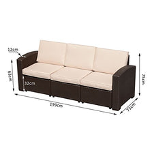 Outsunny Divano a 3 Posti in PP Plastica Divano da Giardino ad Effetto Rattan con Cuscini