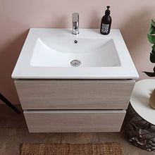 Kiamami Valentina MOBILE BAGNO CON CASSETTI E LAVABO CERAMICO + LUCE A LED 60 CM OLMO LEONE | BERLIN