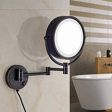 WZDD Specchio Trucco da Parete con Luce LED, Specchio Ingranditore 10X, Specchio Cosmetico Illuminato Nero - 360° Girevole E Rotondo