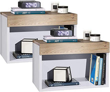 elb Due Comodini Design sospesi o a Terra. Frontali in 12 Colori a Scelta. Anche con con luci a LED. Modello Giga (Rovere Nordico)