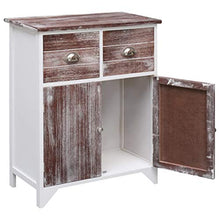 mewmewcat Armadietto Marrone e Bianco in Legno di Paulownia 60x30x75 cm
