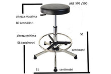Sgabello cromato regolabile con sedile in pulioretano -pompa a gas anello regolabile