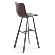 Kave Home - Sgabello Trap Marrone Scuro in Pelle Sintetica e Gambe in Acciaio