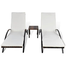 mewmewcat Set Lettino Prendisole/Sedie a Sdraio 3 pz in Polirattan Marrone