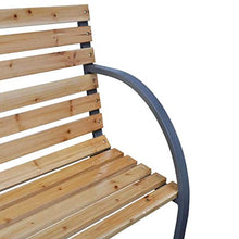 Zerone - Panca da giardino in legno e ferro, con schienale per esterni