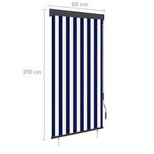 vidaXL - Tenda avvolgibile per esterni, 80 x 250 cm, colore: blu e bianco