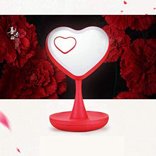 Specchio per Il Trucco, Set di Specchi, Specchio da Toeletta di Bellezza con Luci A LED, Specchio Compatto - Oscuramento E Rotazione del Touch Screen - Rosso