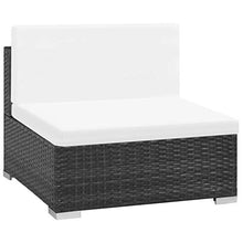 Festnight Set Divani da Giardino in Polyrattan, Set di Mobili da Giardino, Set Divano Esterno con Cuscini Nero 6 pz