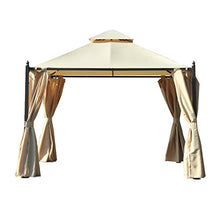 Outsunny Gazebo da Giardino Impermeabile 3 x 3m con 4 Pannelli Laterali Beige