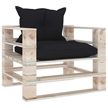FAMIROSA Divano da Giardino in Pallet con Cuscini Nero in Legno di Pino